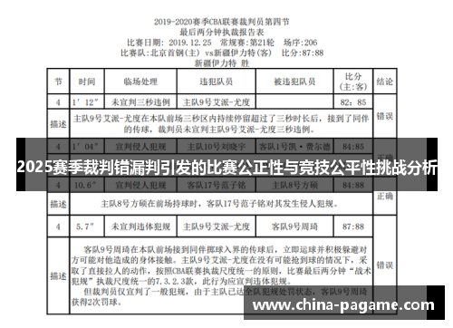 2025赛季裁判错漏判引发的比赛公正性与竞技公平性挑战分析